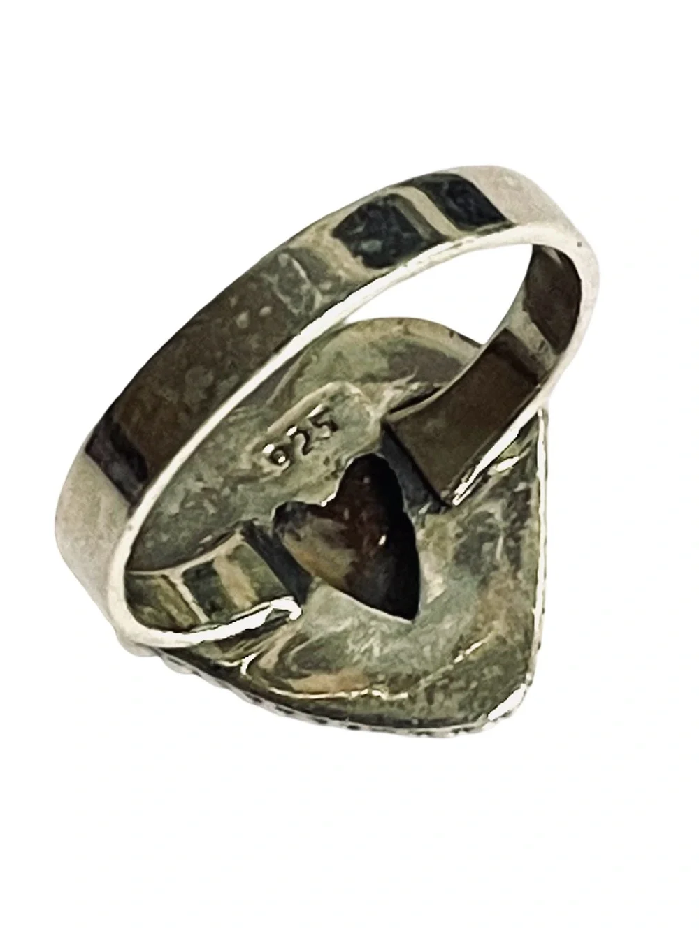 Oyster Turquoise And Sterling Silver Heart Shaped Ring Size 10